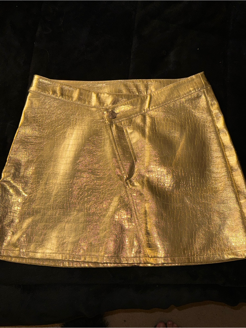Gold Metallic A-Line Mini Skirt